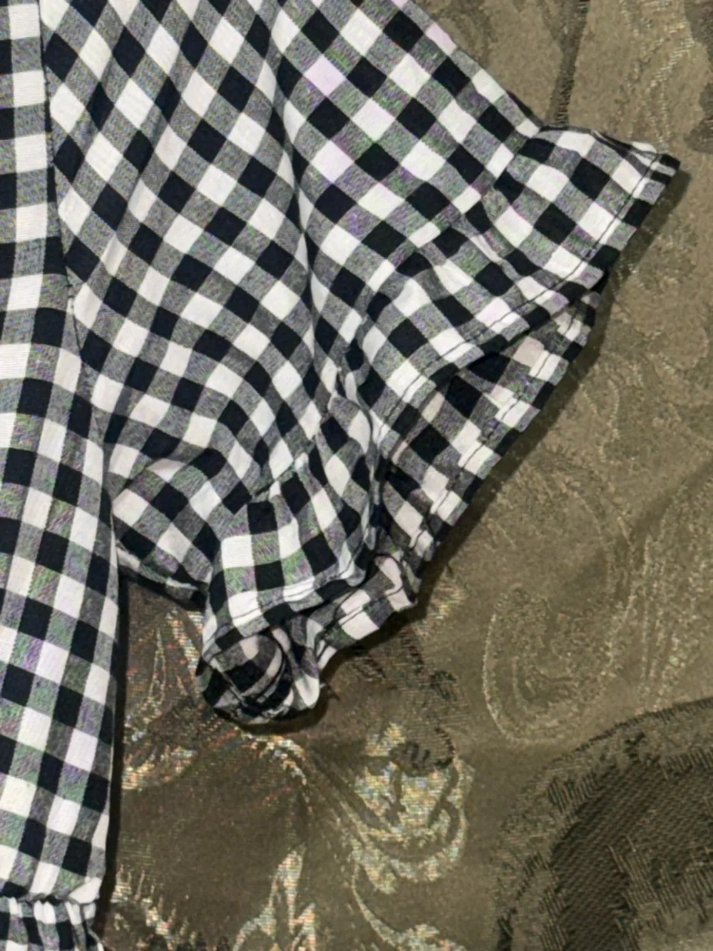 Black and White Gingham Tiered Midi Dress by - Picture 3 of 4